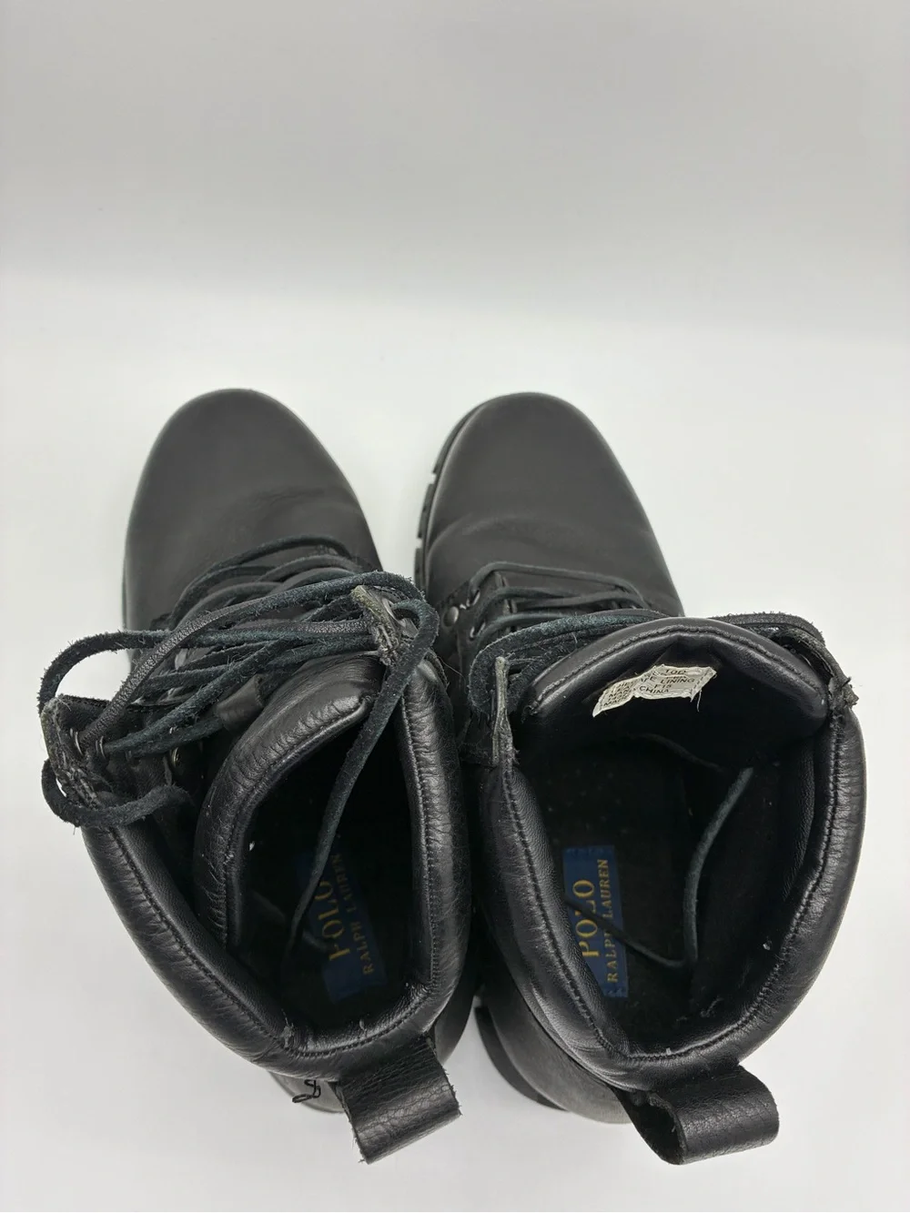 Polo Ralph Lauren Diego Black Leather Hiking Boots Men’s Size 10D